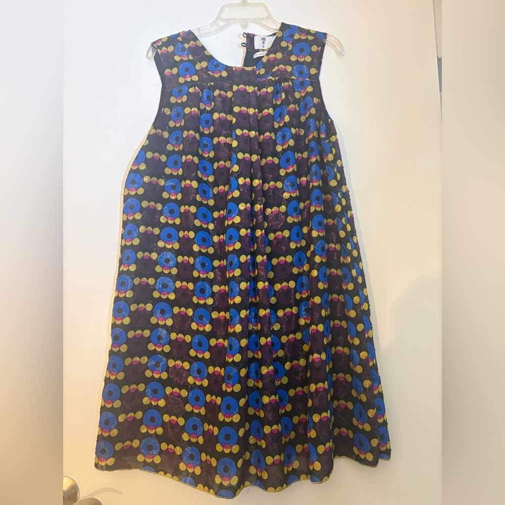 Anna Sui Blue and Yellow Patterned Dress